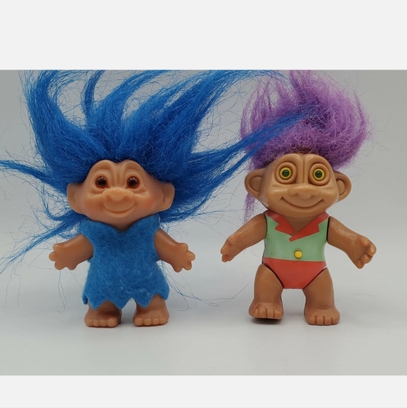 Vintage Trolls Purple Hair & Blue Hair 1992, 2005. Troll Pencil Tops New Gen. - Picture 1 of 10